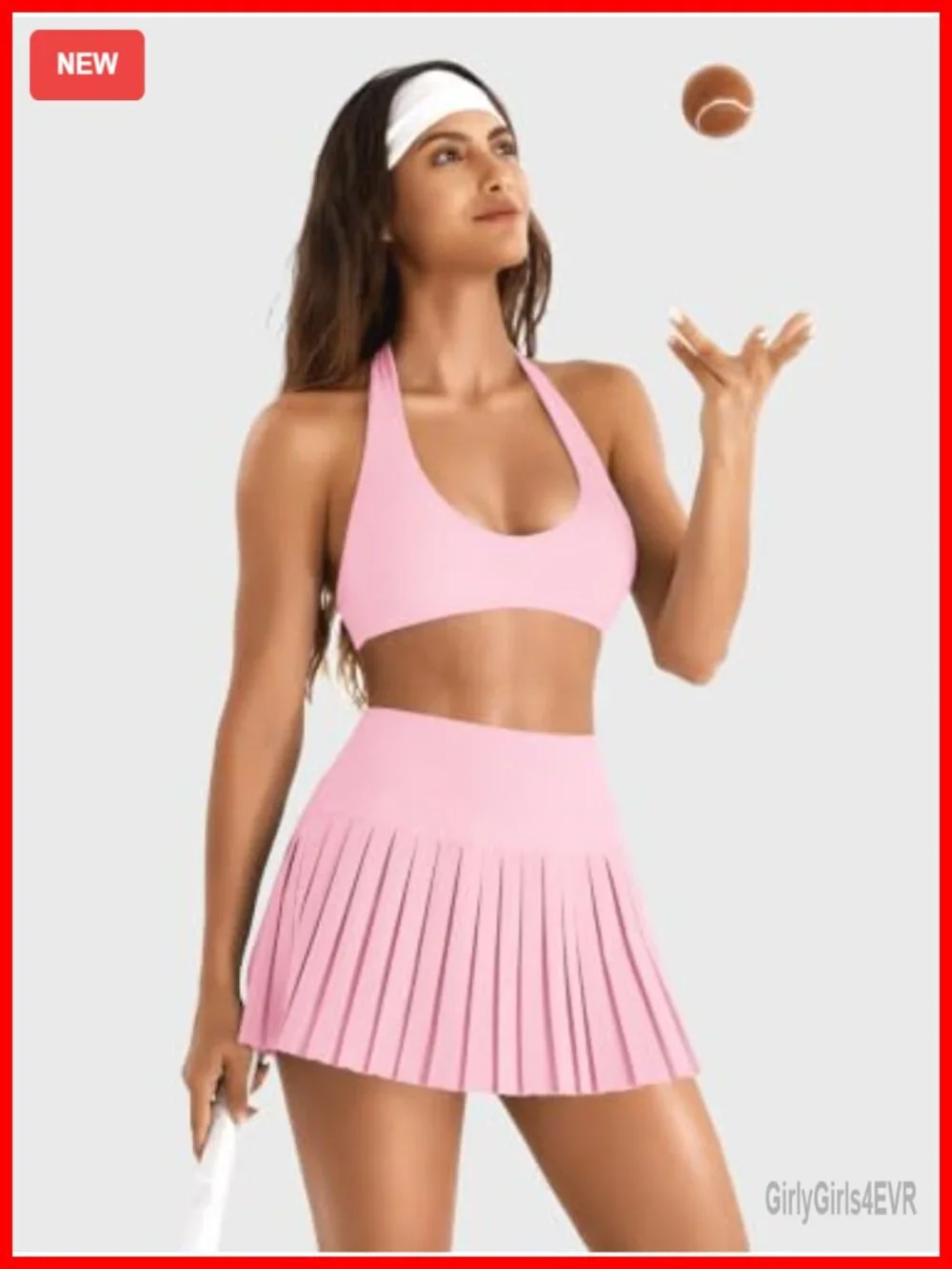 Women's Pleated Tennis Skort with Built-in Shorts, High Waist, Pockets